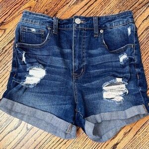 Aeropostale Aero Super High Rise Midi Size 6 Shorts Distressed Cuffed Womens